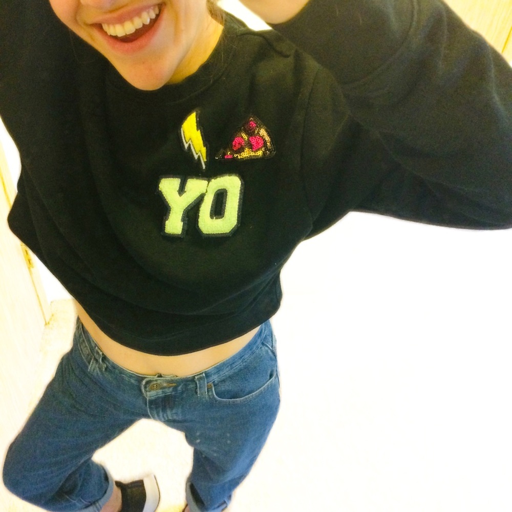🌲3/$20 Cozy Crop Top Sweatshirt Athlethic Black Mossimo S